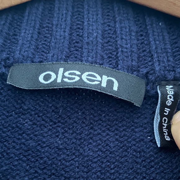 Olsen Navy Quarter-Zip Cable Knit Sweater - Cotton Blend - Like New - Picture 3 of 6